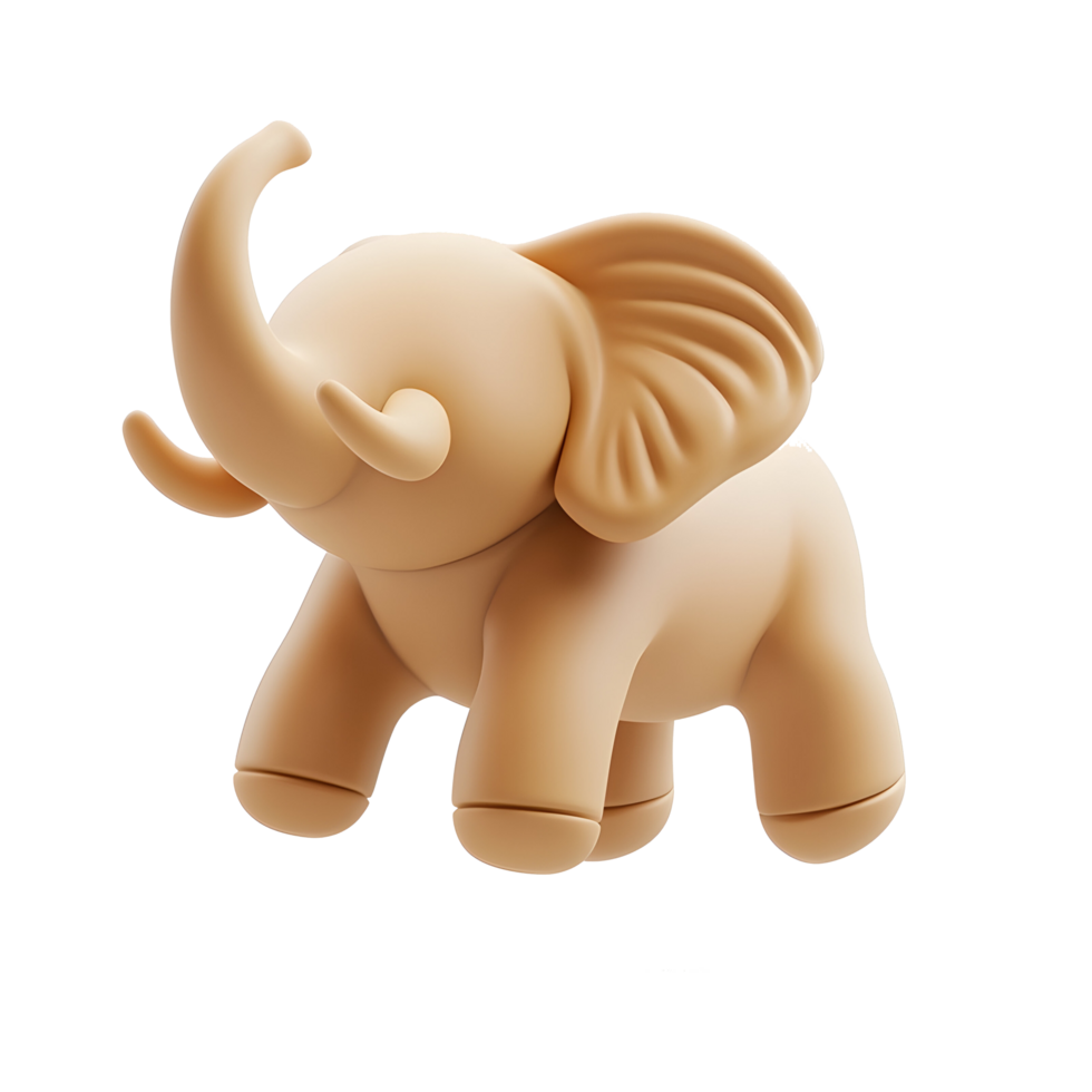 3d elephant toy on a transparent png