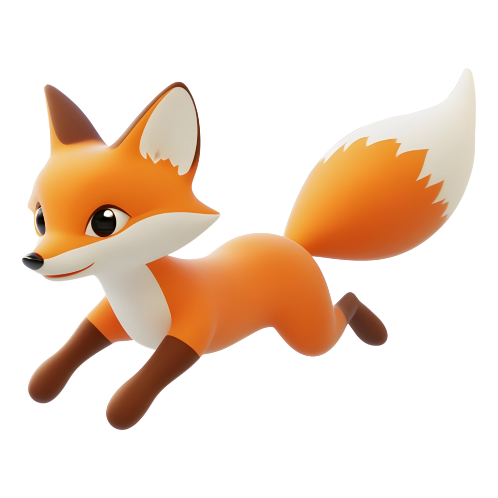 3d cartoon style fox running cartoon png