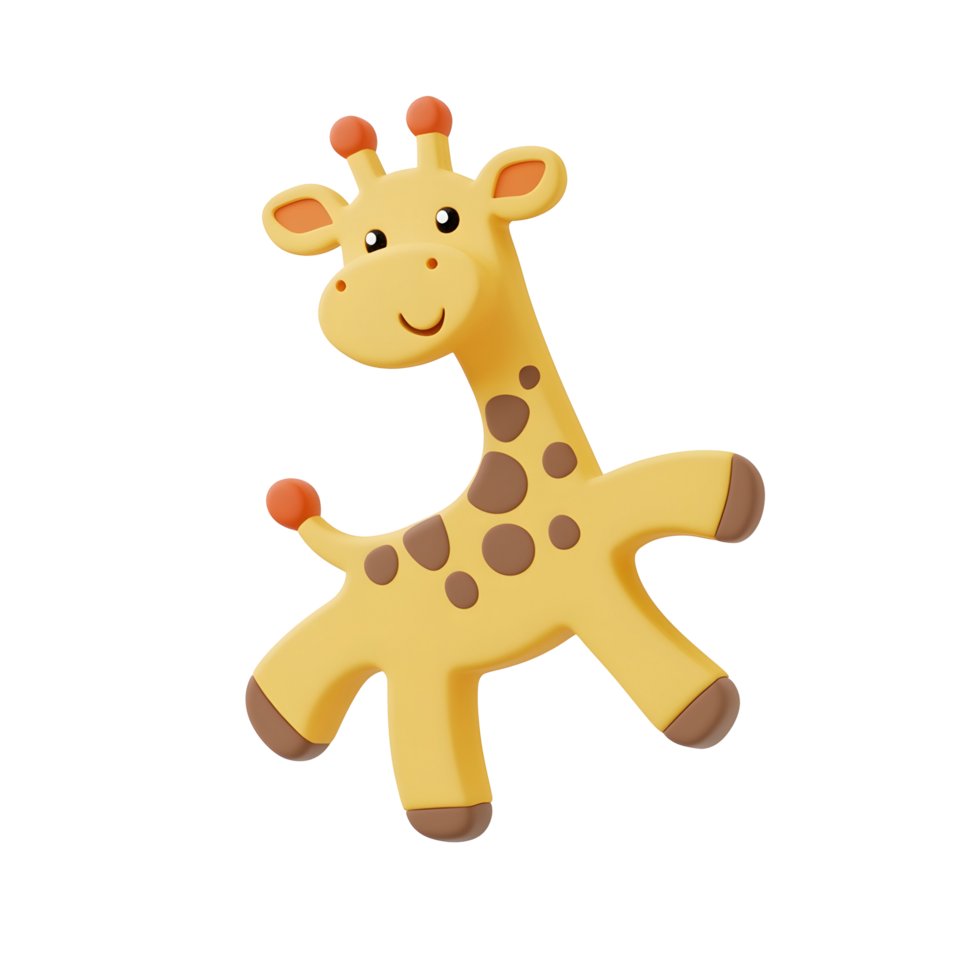 3d illustration cartoon giraffe with a brown spot on its head png