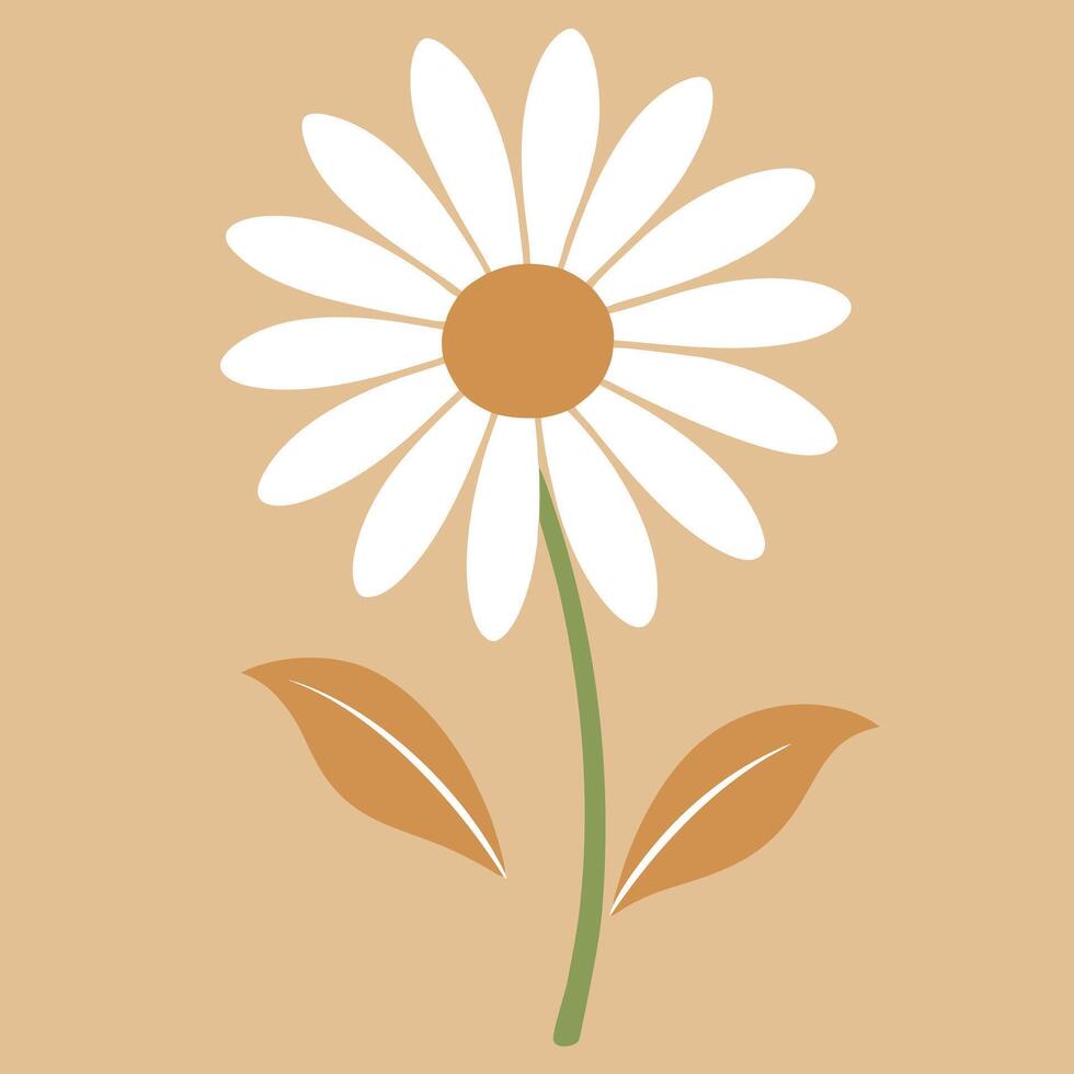 a daisy with leaves on a tan background vector