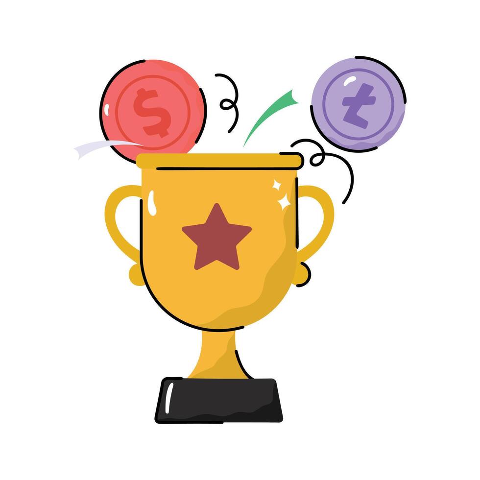 Hand drawn icon depicting business success trophy vector