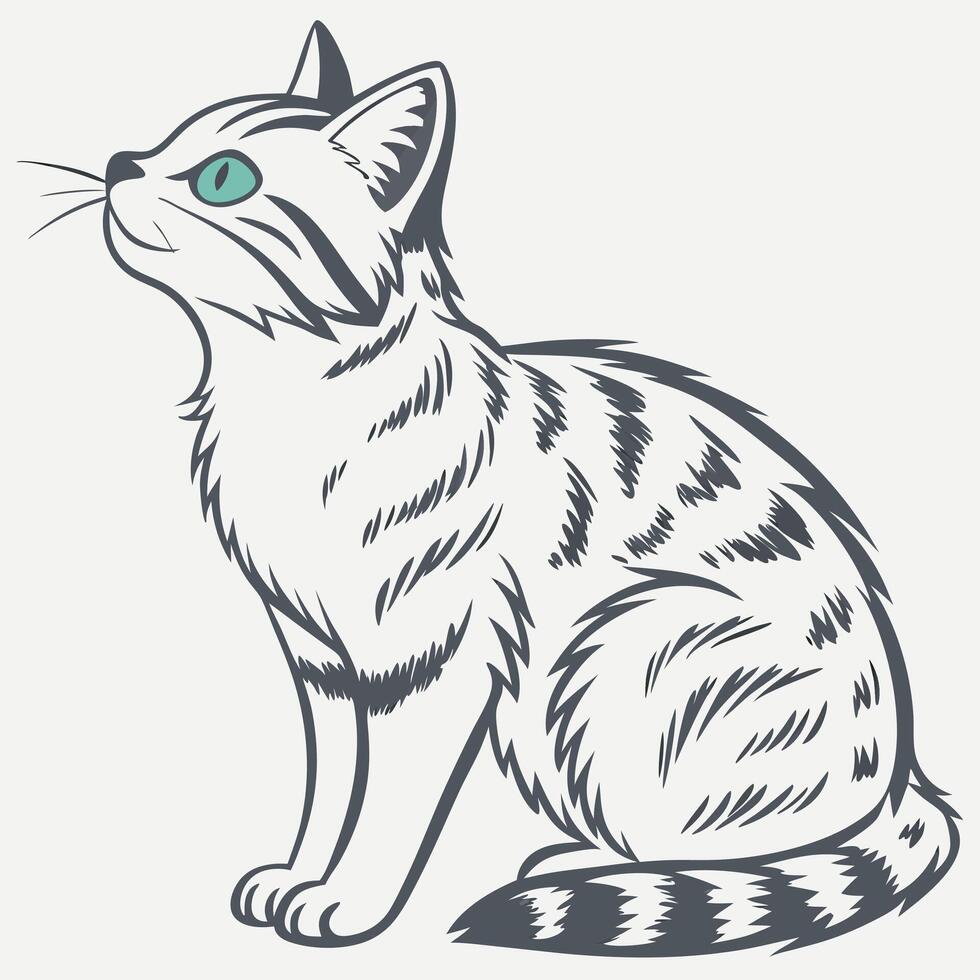 a cat with green eyes is sitting down vector