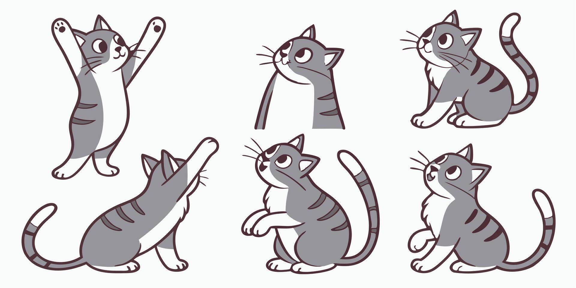a set of cartoon cat pose vector