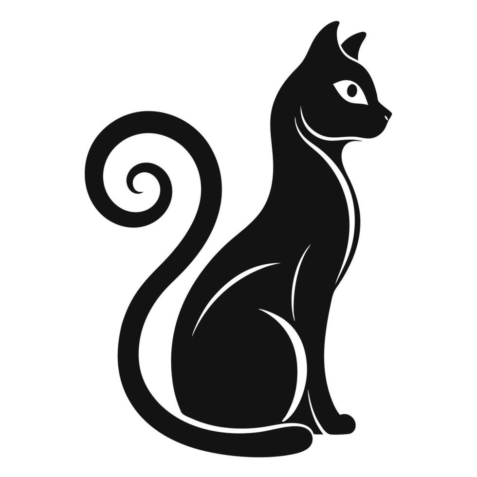 a black and white silhouette of a cat vector