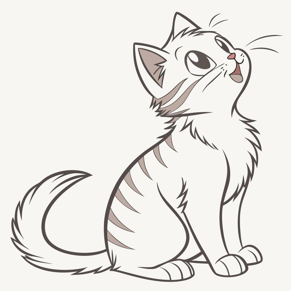 cartoon cat sitting and looking up vector