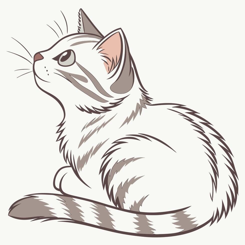 a drawing of a cat sitting down vector