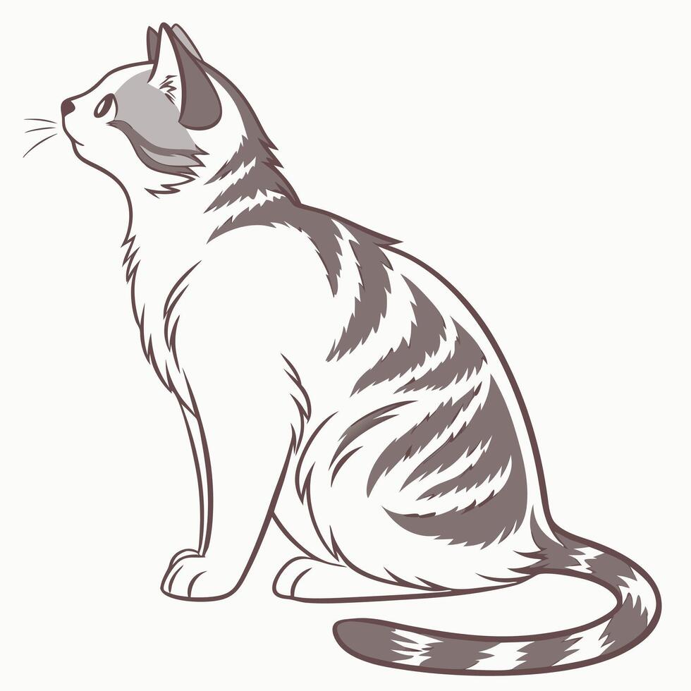 a drawing of a cat sitting down. vector