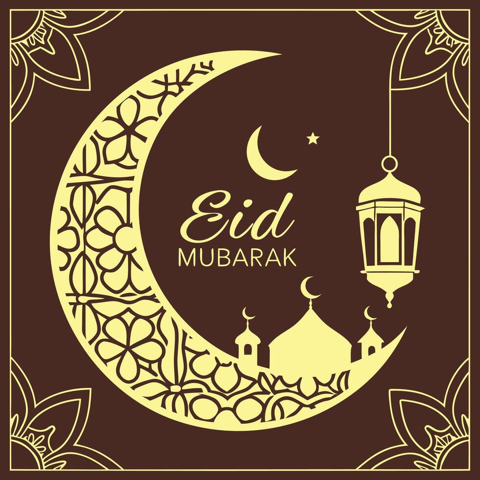 Eid Mubarak post template design vector