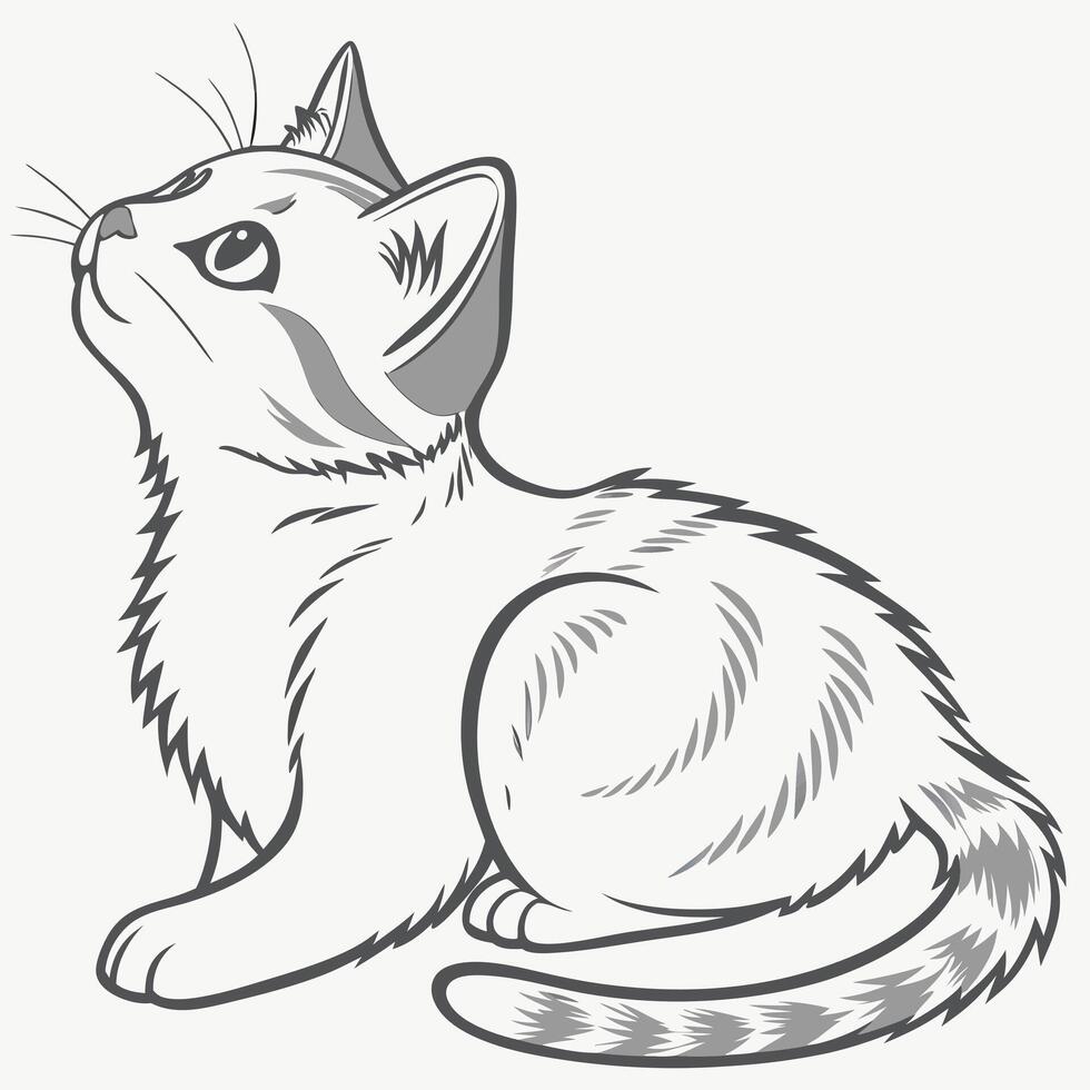 drawing of a cat sitting down vector