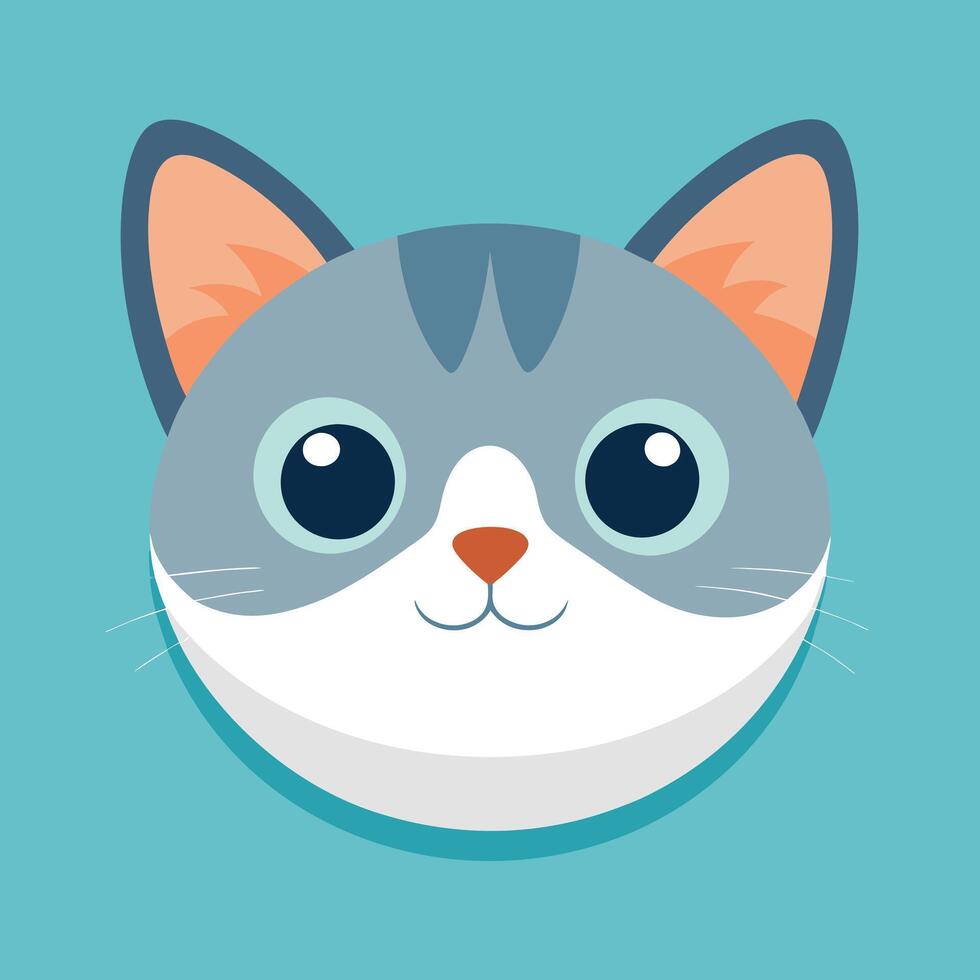 a cat's head with big eyes on a blue background vector