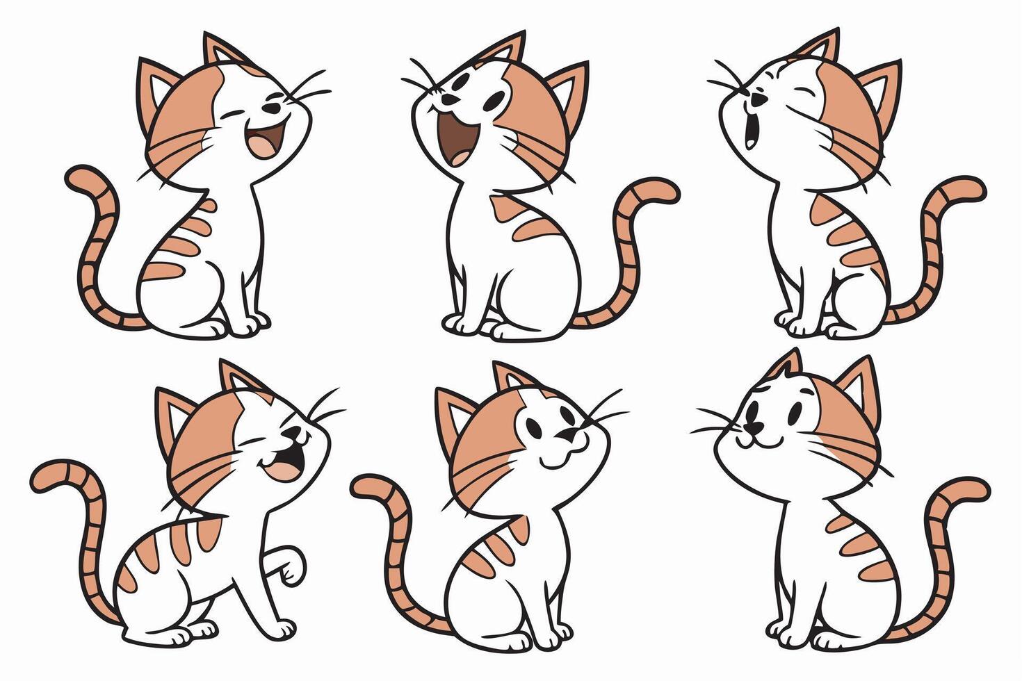 cartoon cat with different expressions. vector