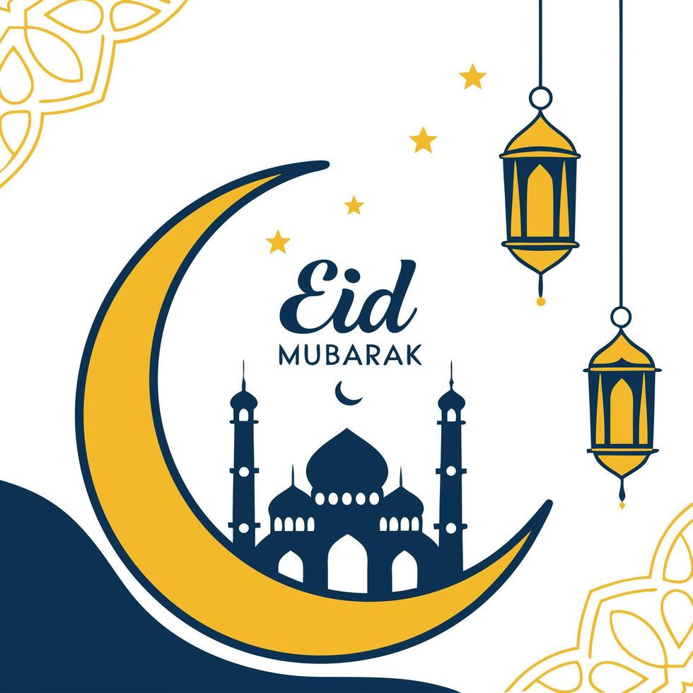 Eid mubarak greeting card template vector