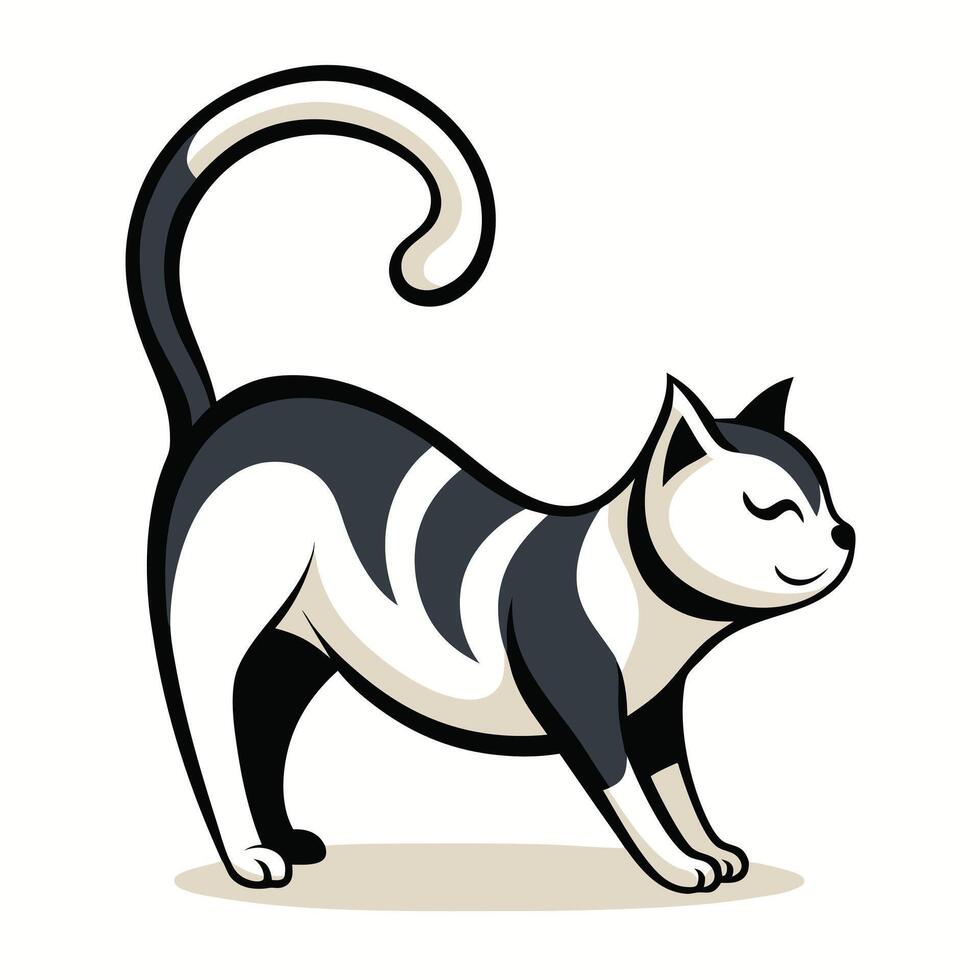 a cartoon cat with a tail standing on its hind legs vector