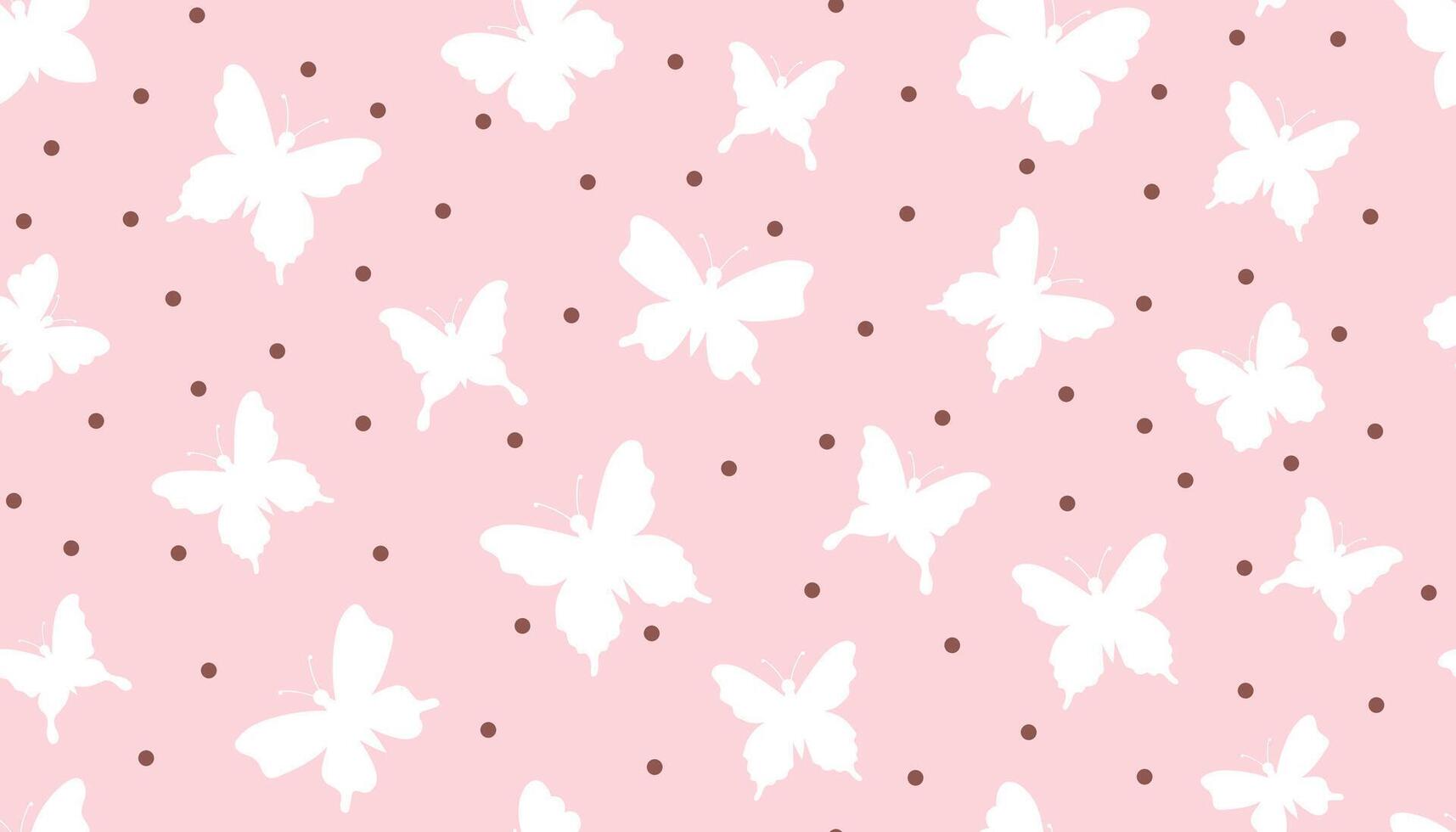 Cute butterfly silhouettes seamless pattern with pink background. Stylish cute butterfly illustration for fabric design, wallapper or wrapping paper. Kids insect seamless print design. vector