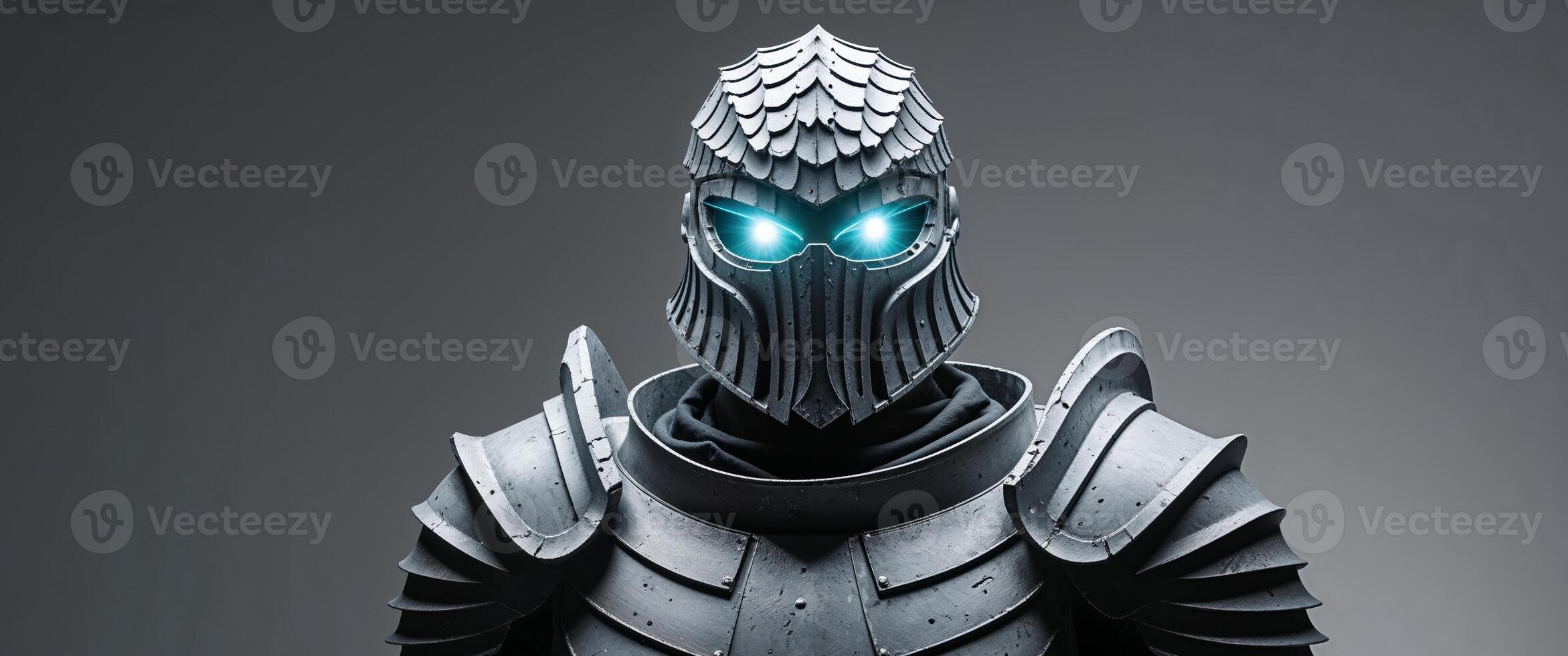 A knight with glowing eyes and armor photo