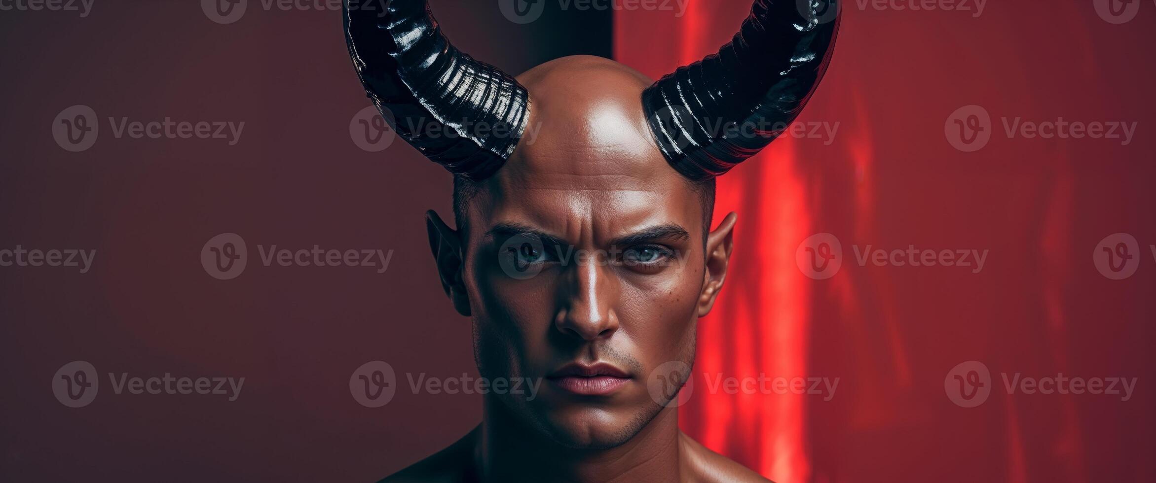 A man with horns on his head photo