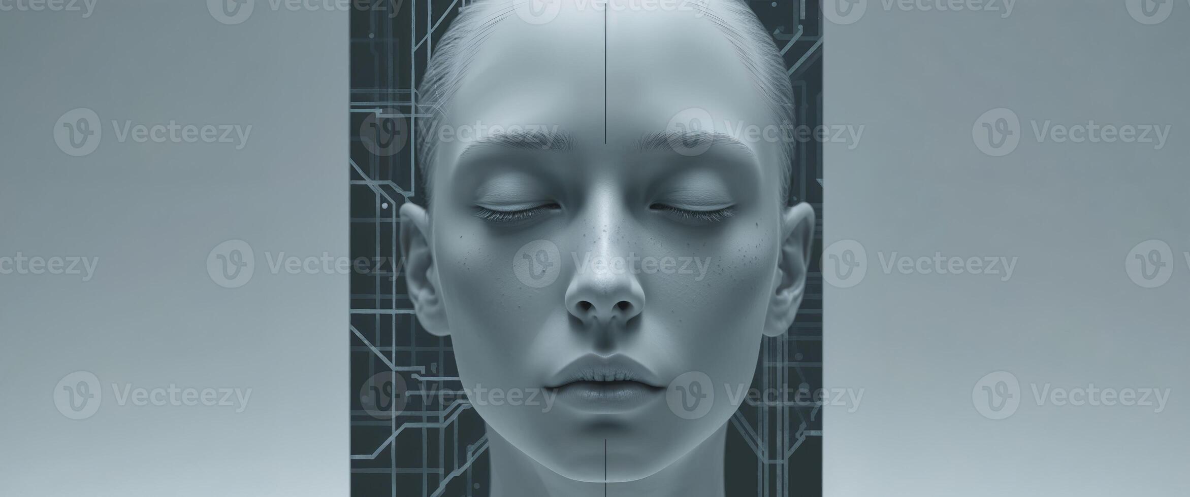 A woman's face is shown in a computer generated image photo