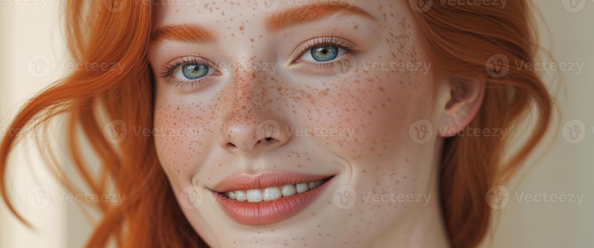 A woman with freckles on her face photo