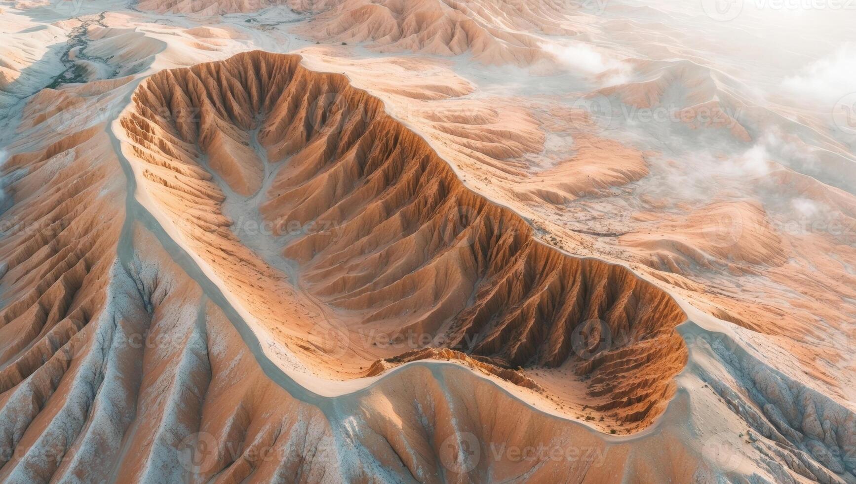 Aerial view showcasing unique geological formation with earthy tones photo