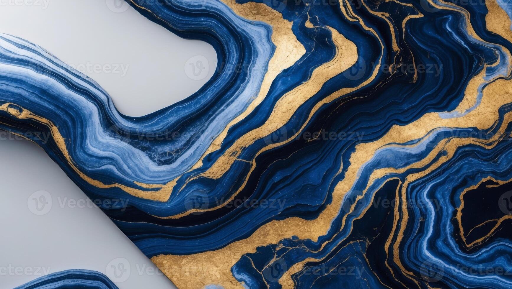 Abstract deep blue and gold marbled texture. photo