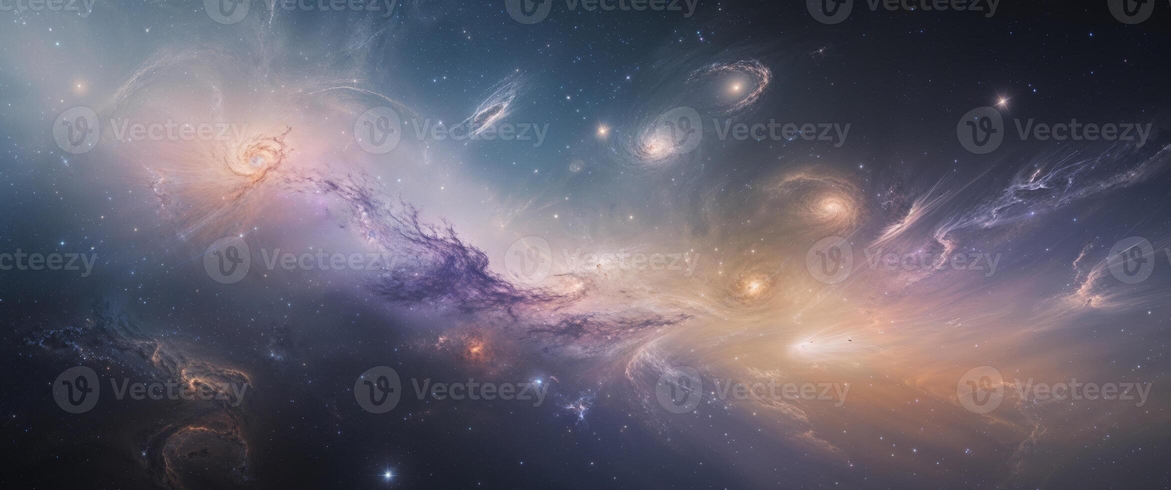 Encompassing vastness of universe including galaxies nebulae. photo