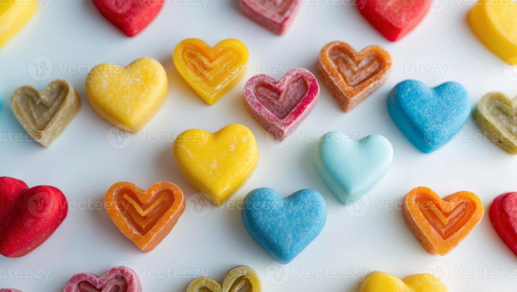 vistoso paquetes de corazón conformado perro trata en blanco foto