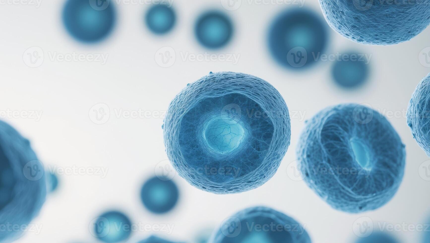 Microscopic cells in blue forming a scientific concept photo