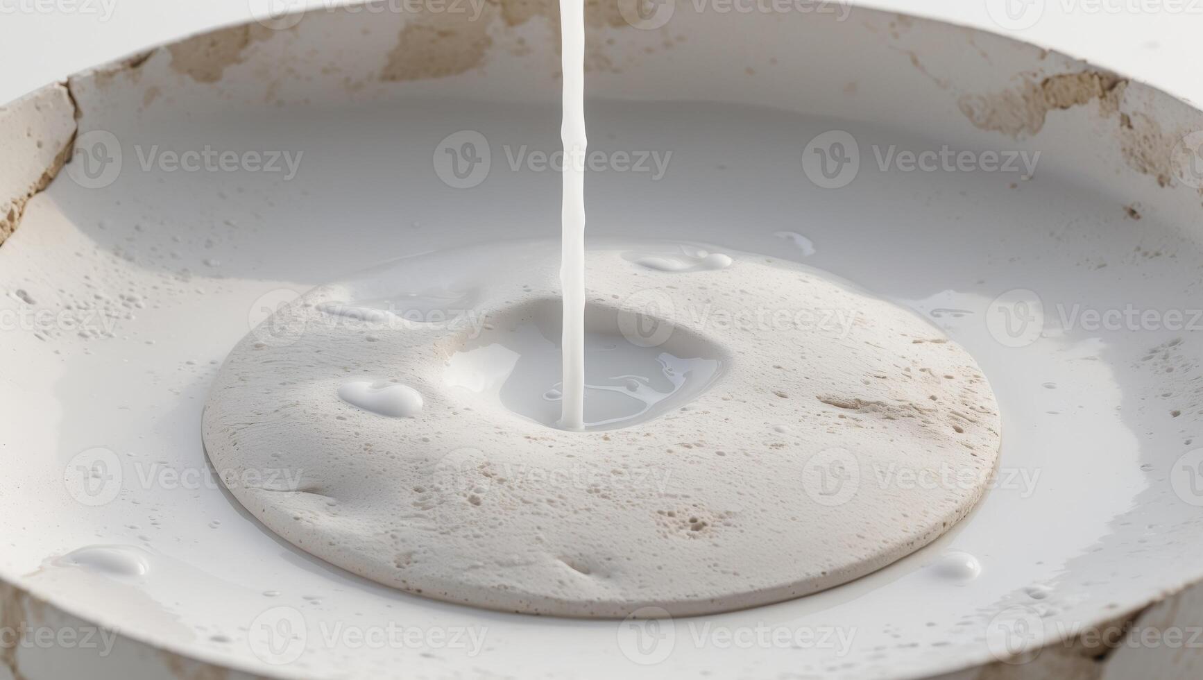 White Liquid Pouring onto Textured Circular Surface photo
