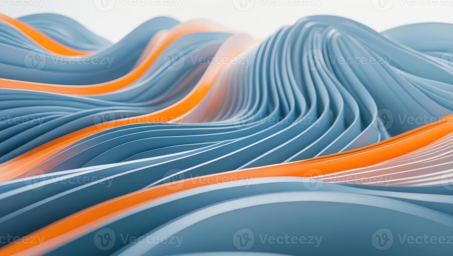 Abstract image featuring flowing lines in blue and orange hues. photo