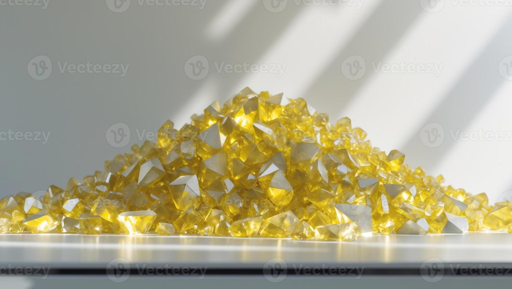A pile of yellow and white crystals on a table photo