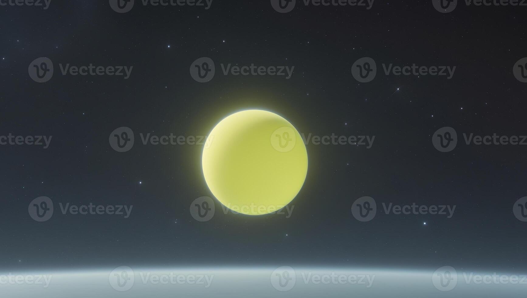 A yellow ball in space with stars in the background photo
