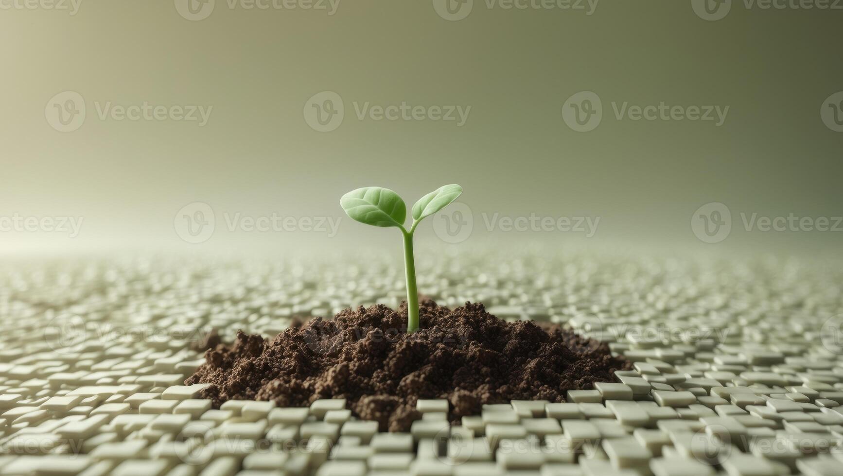 Digital sprout growing in connected soil. photo