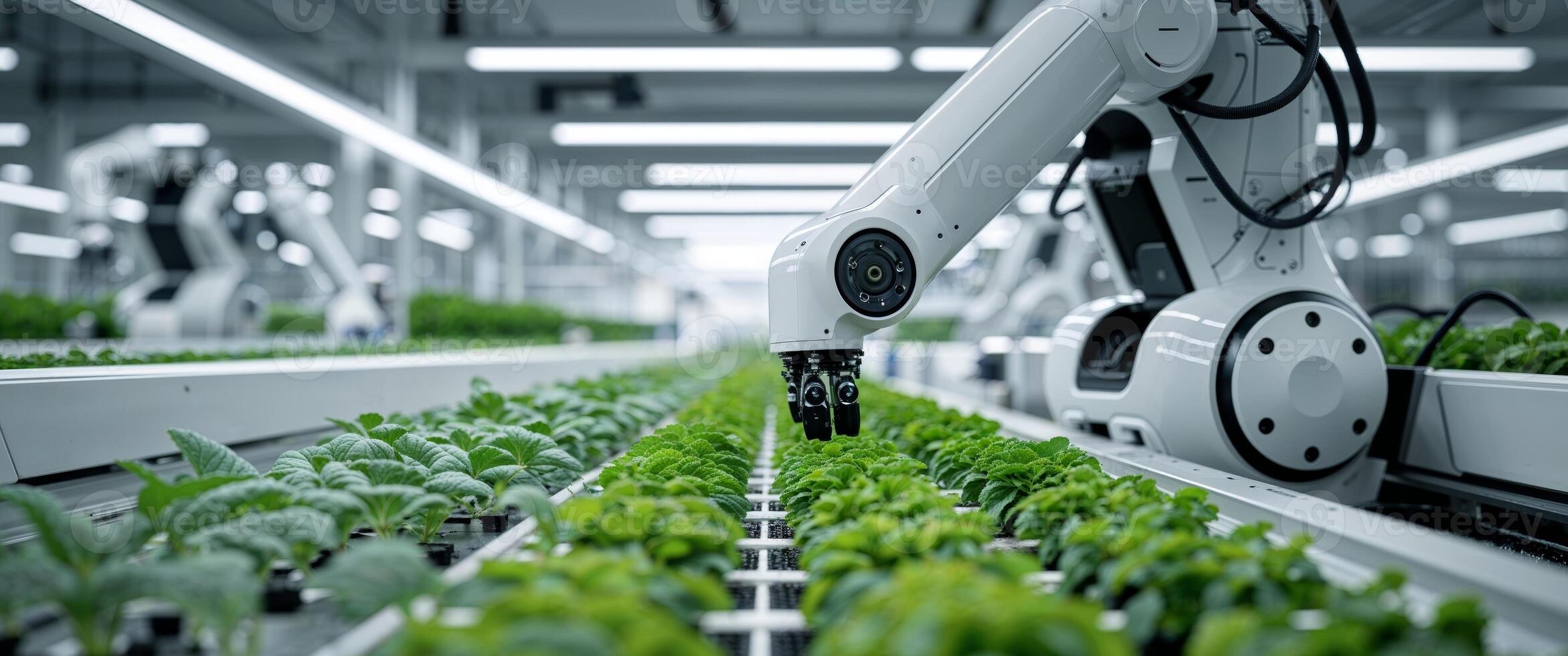 Advanced Robotics in Modern Hydroponic Farming Technology. photo