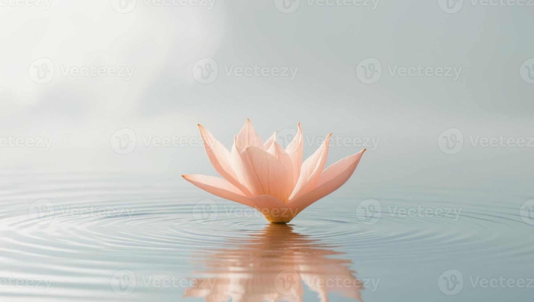 A single pink flower floating in the water photo