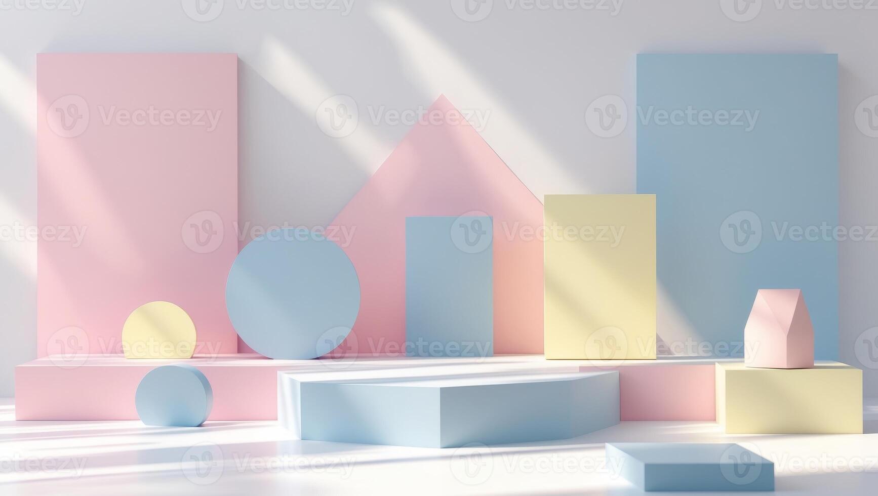 3d render of a colorful background with different shapes photo