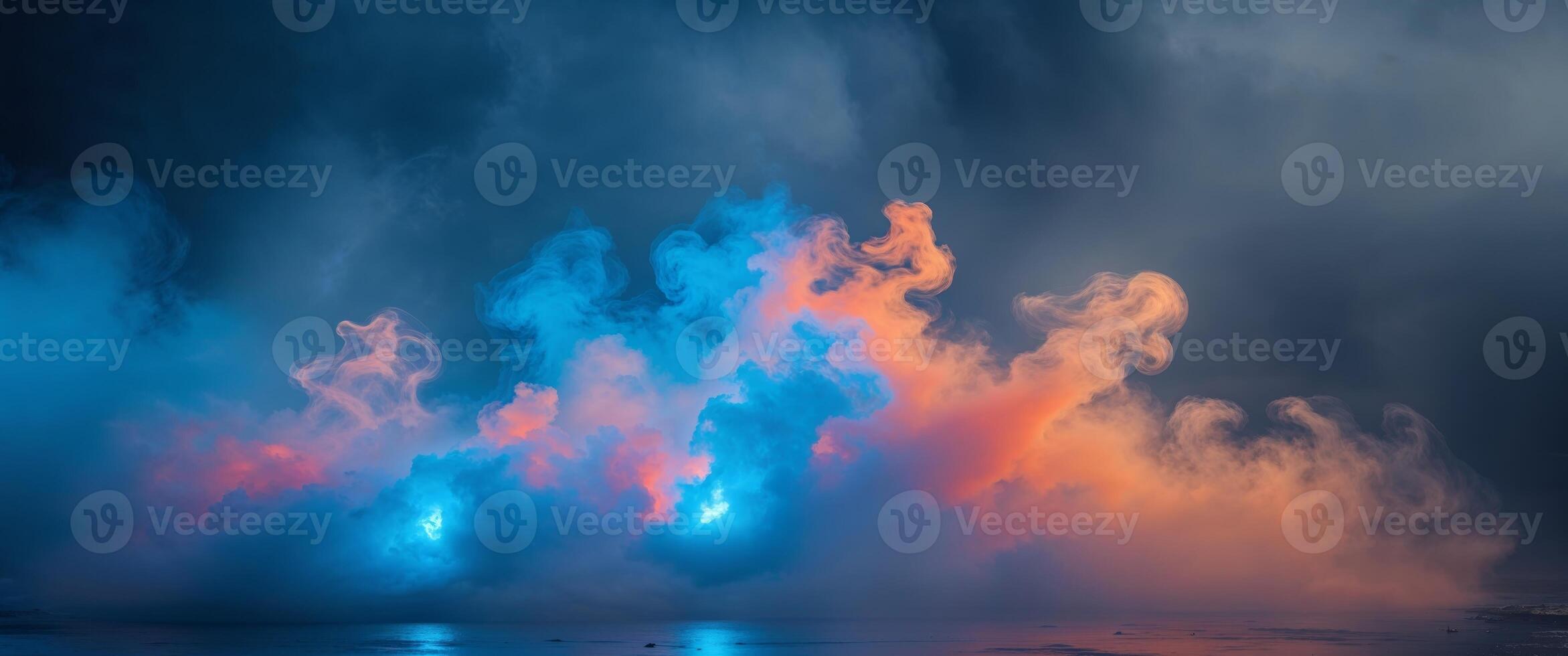A colorful geyse in the water with smoke coming out photo