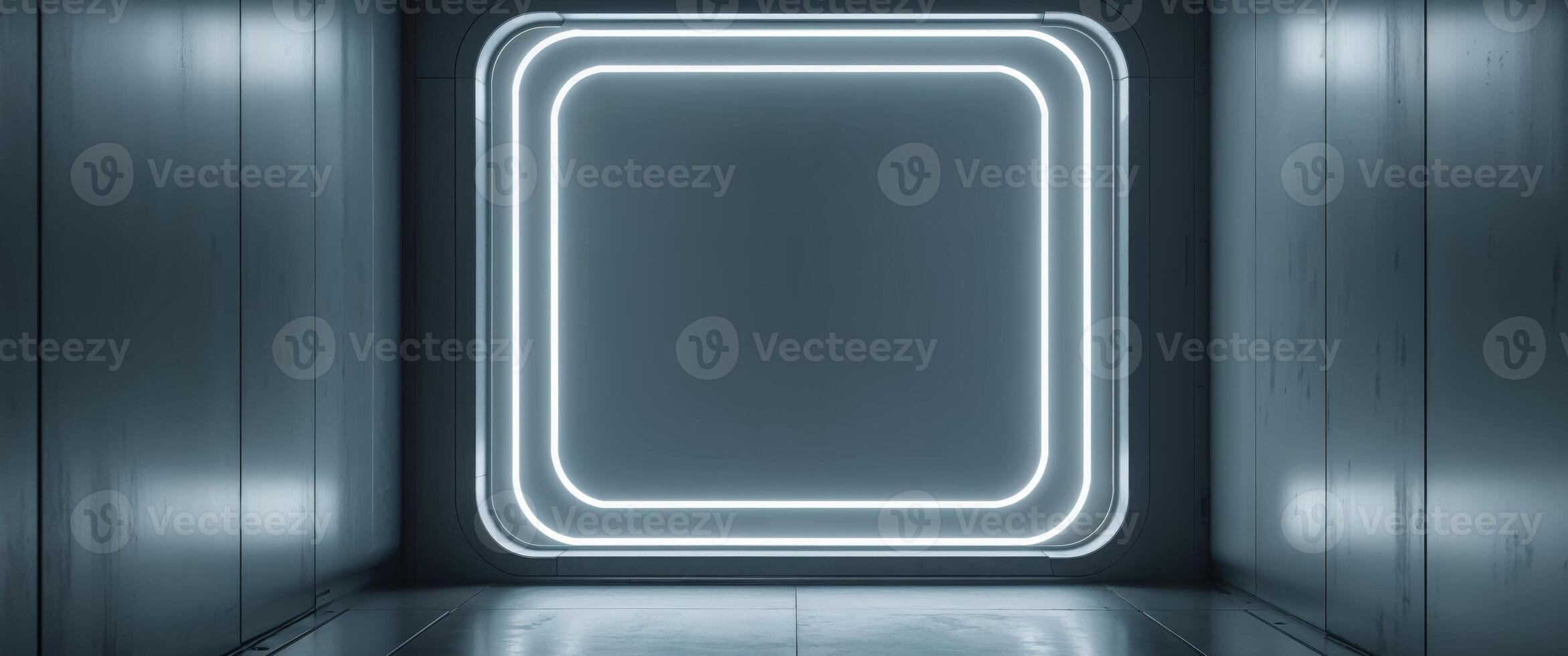An empty room with a neon light in the middle photo