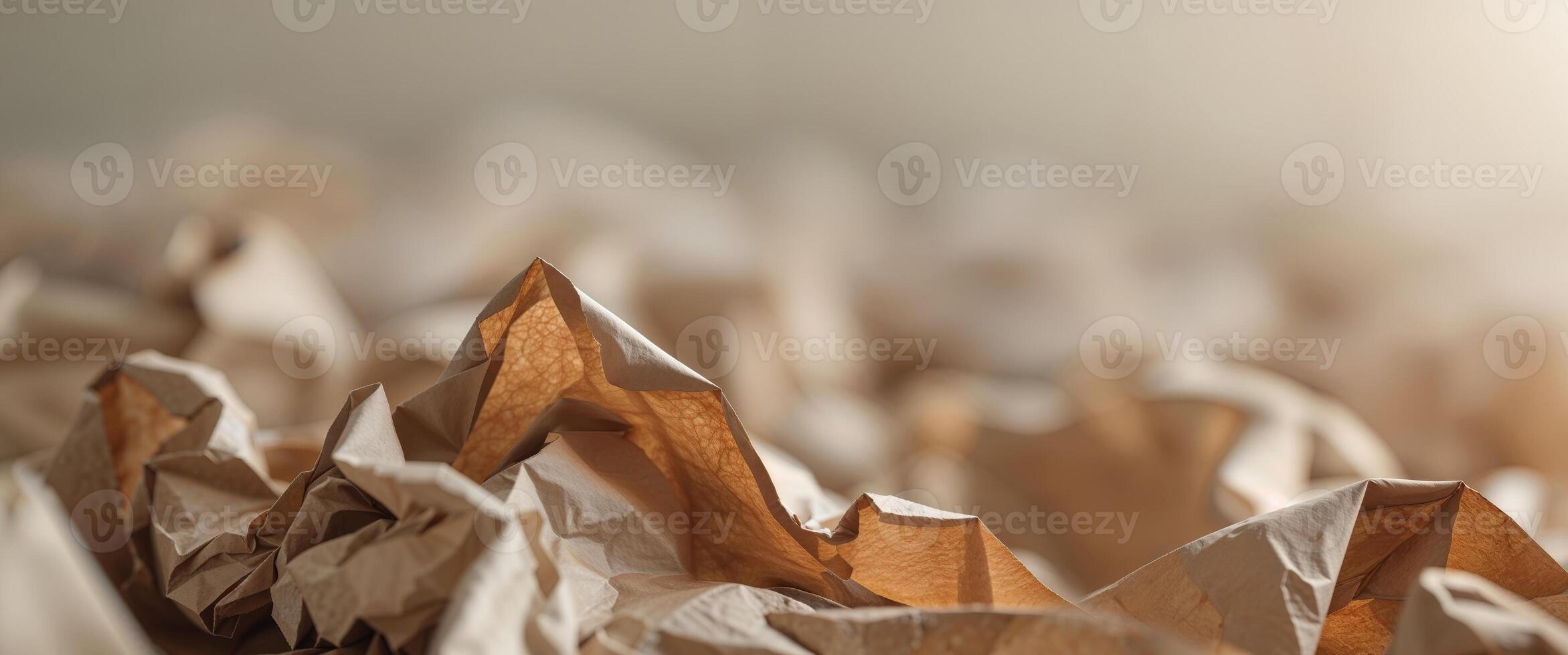 Crumpled autumn paper texture background design. photo