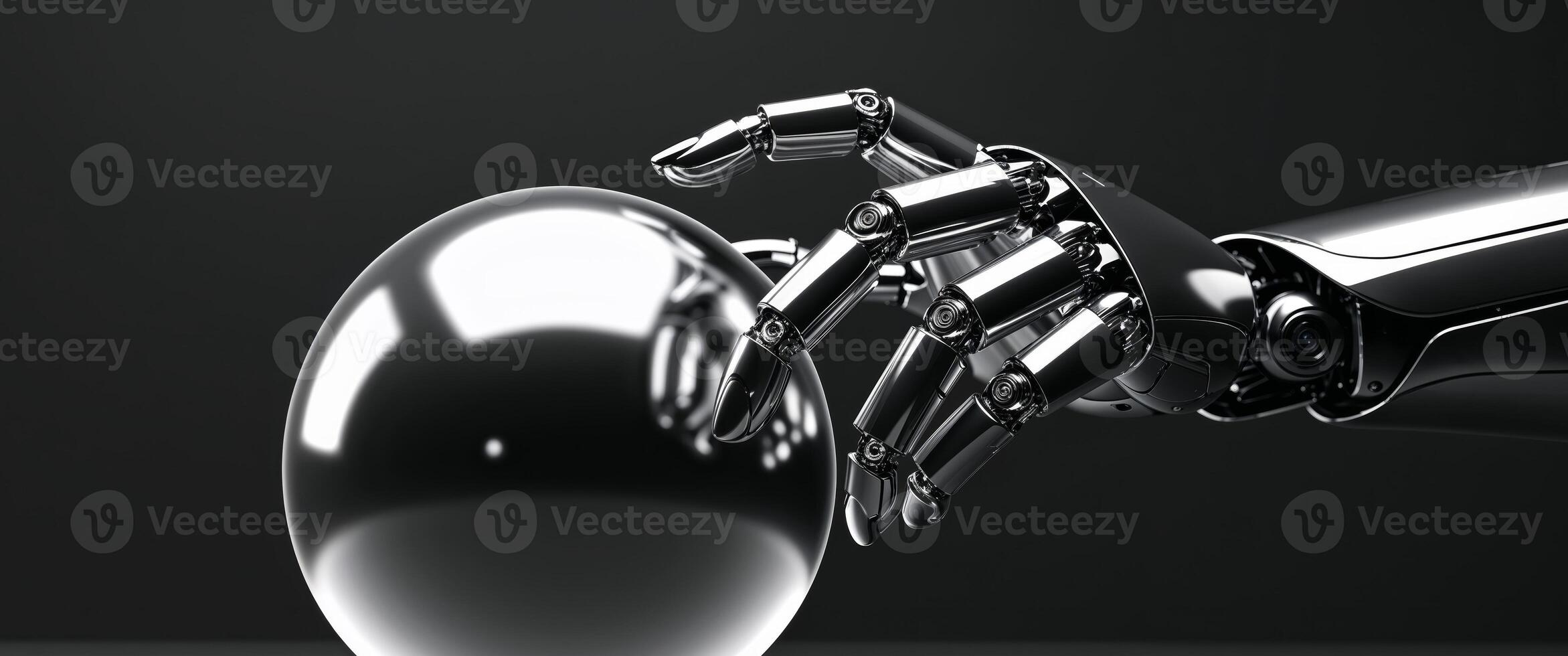 Robot hand holding a shiny ball photo
