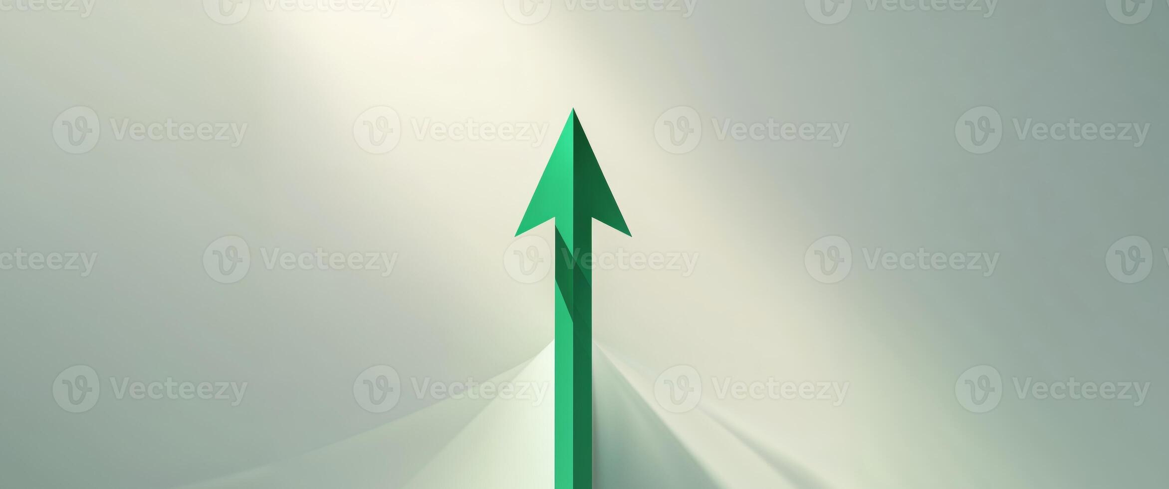 A green arrow pointing up on a white background photo