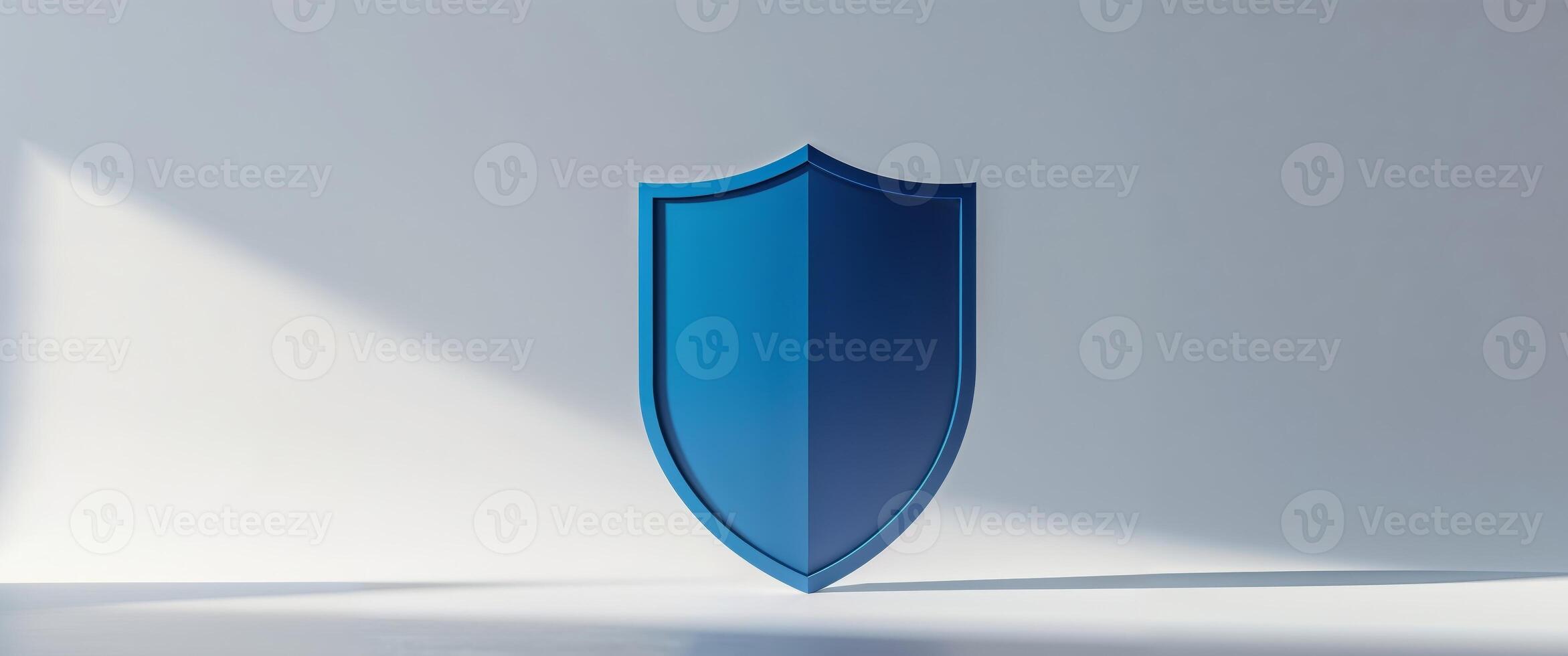 Blue shield on white background 3d render photo