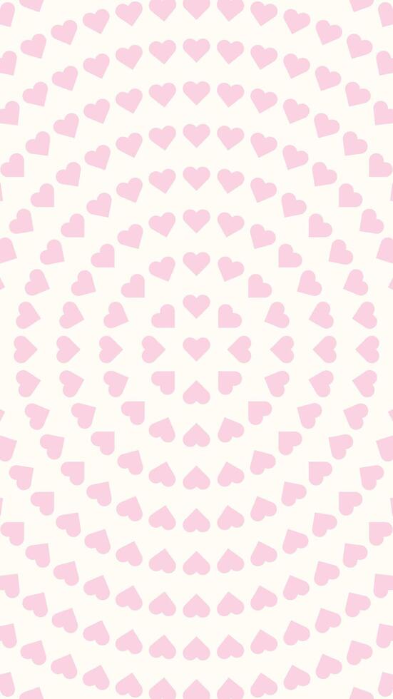 Simple And Minimalist Circular Romantic Pink Hearts Pattern Vertical Background Design vector
