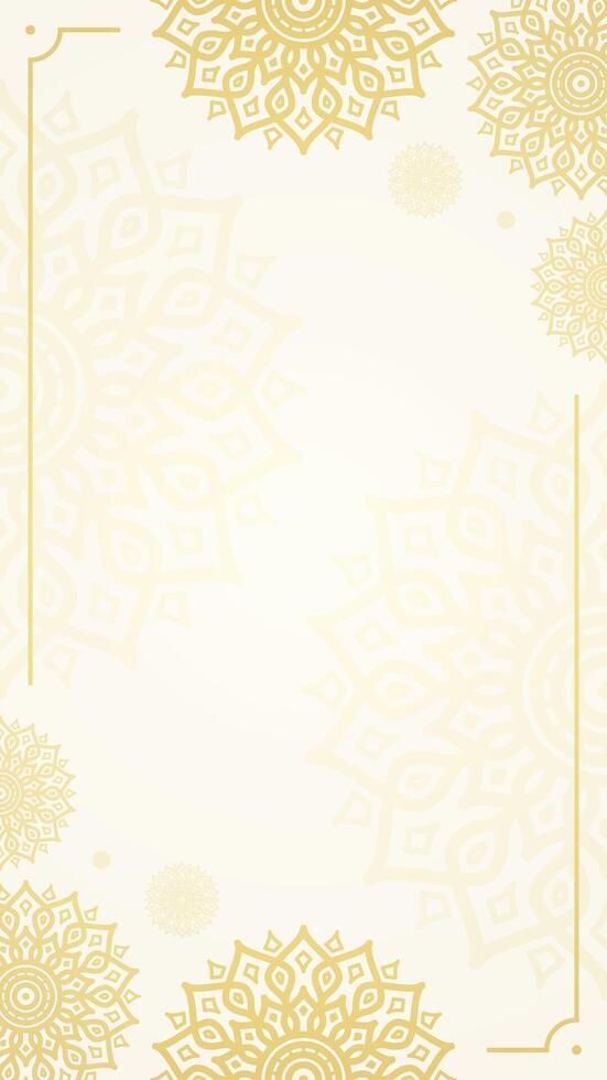 Simple Elegant and Minimalist Gold Mandala Patterns Blank Vertical Background with Subtle Beige Accents vector