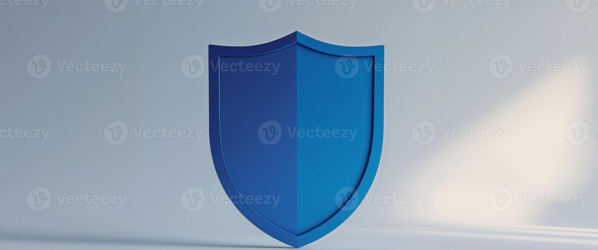 Blue shield on a white background 3d illustration photo