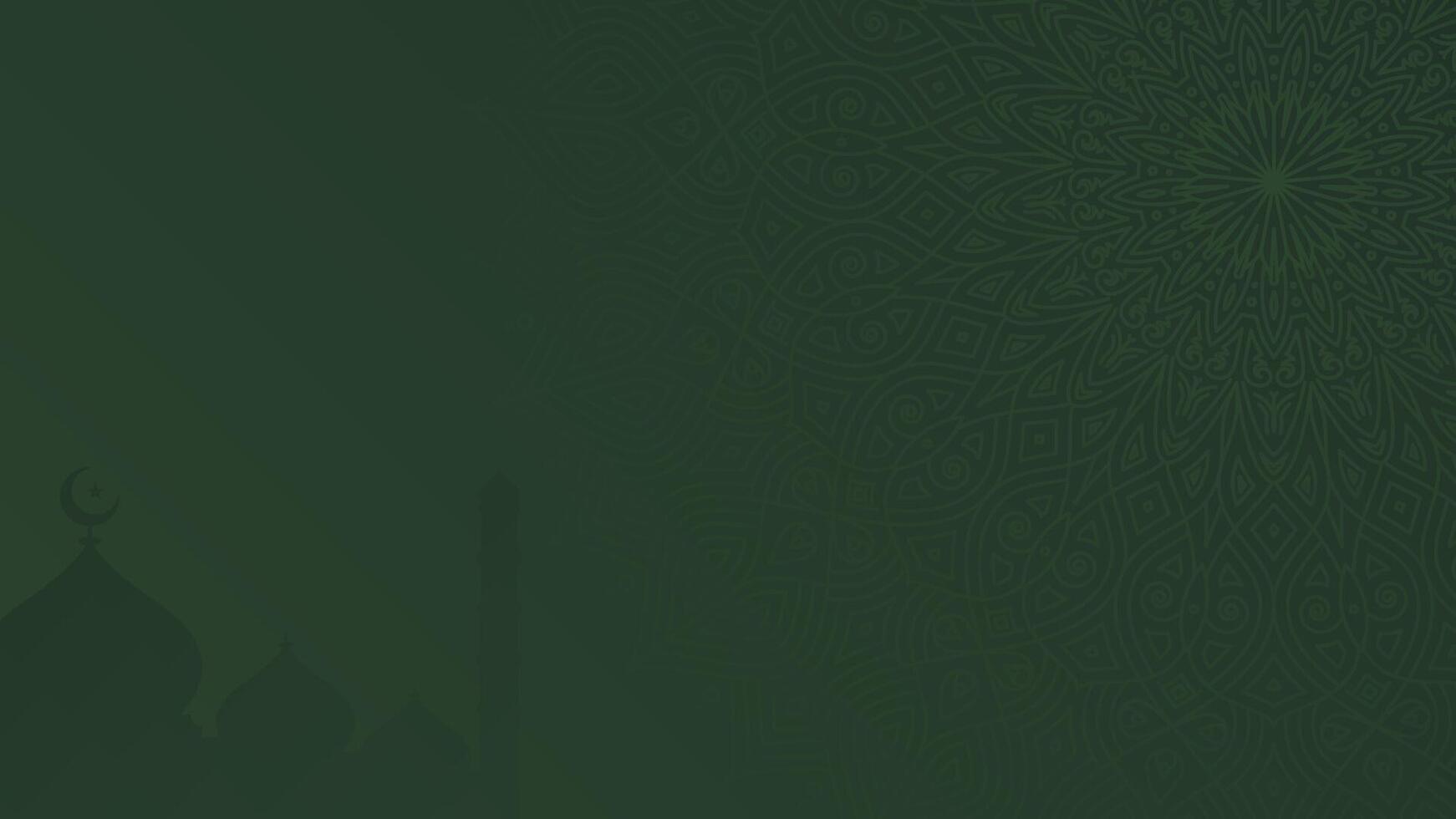 Simple Elegant Asymmetrical Islamic Blank Horizontal Background Design with a Subtle Mosque Silhouette and Ornate Arabic Patterns vector