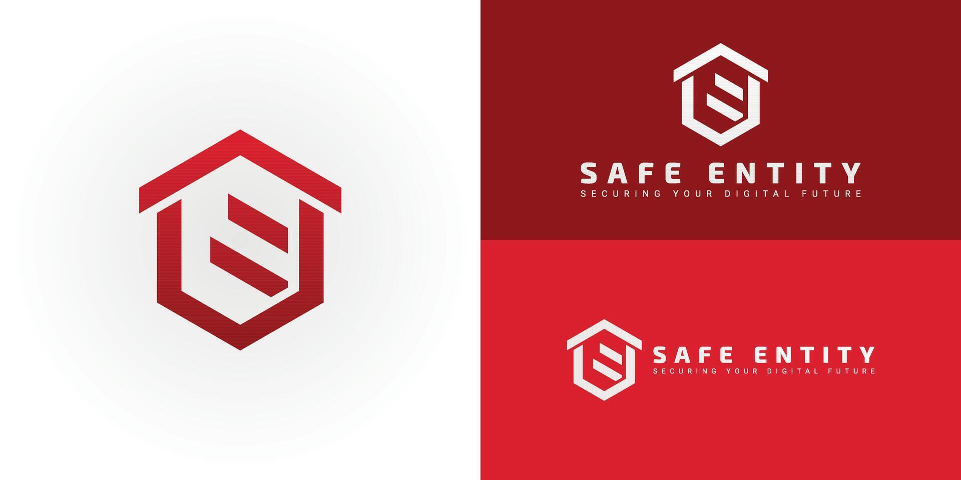 The logo presents a uniquely powerful emblem for businesses in the Security and Cybersecurity sector by masterfully integrating the initials SE within a strong, geometric form. vector