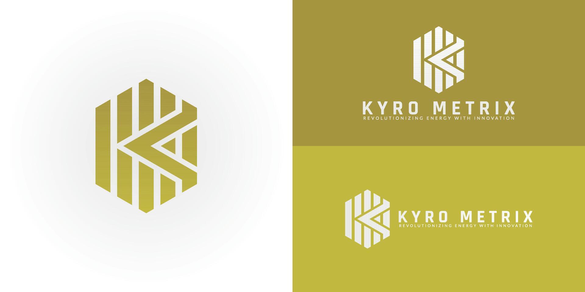 The geometric structure of the logo merges the initials K and M into a unified, futuristic symbol, representing innovation, sustainability, and forward-thinking solutions. vector