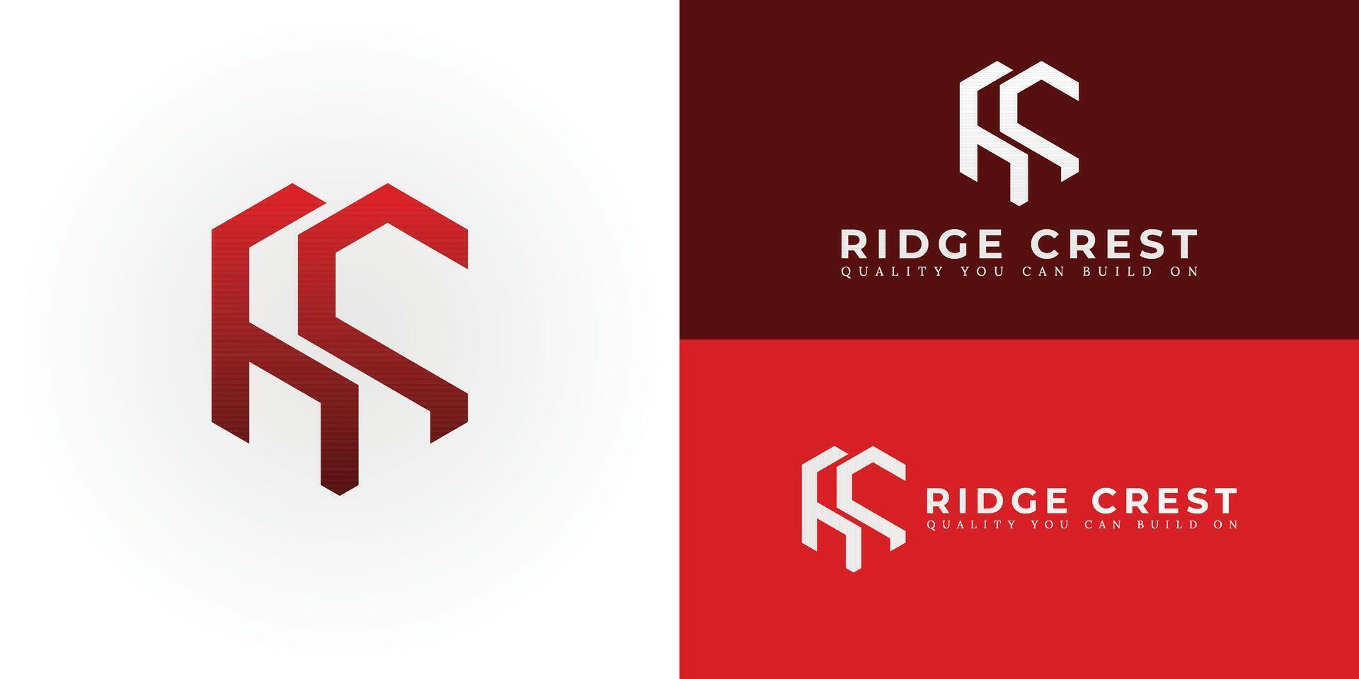 The striking logo presents a uniquely geometric and interlocking design, representing the initials RC in a style perfectly suited for businesses in the Architecture and Construction fields. vector