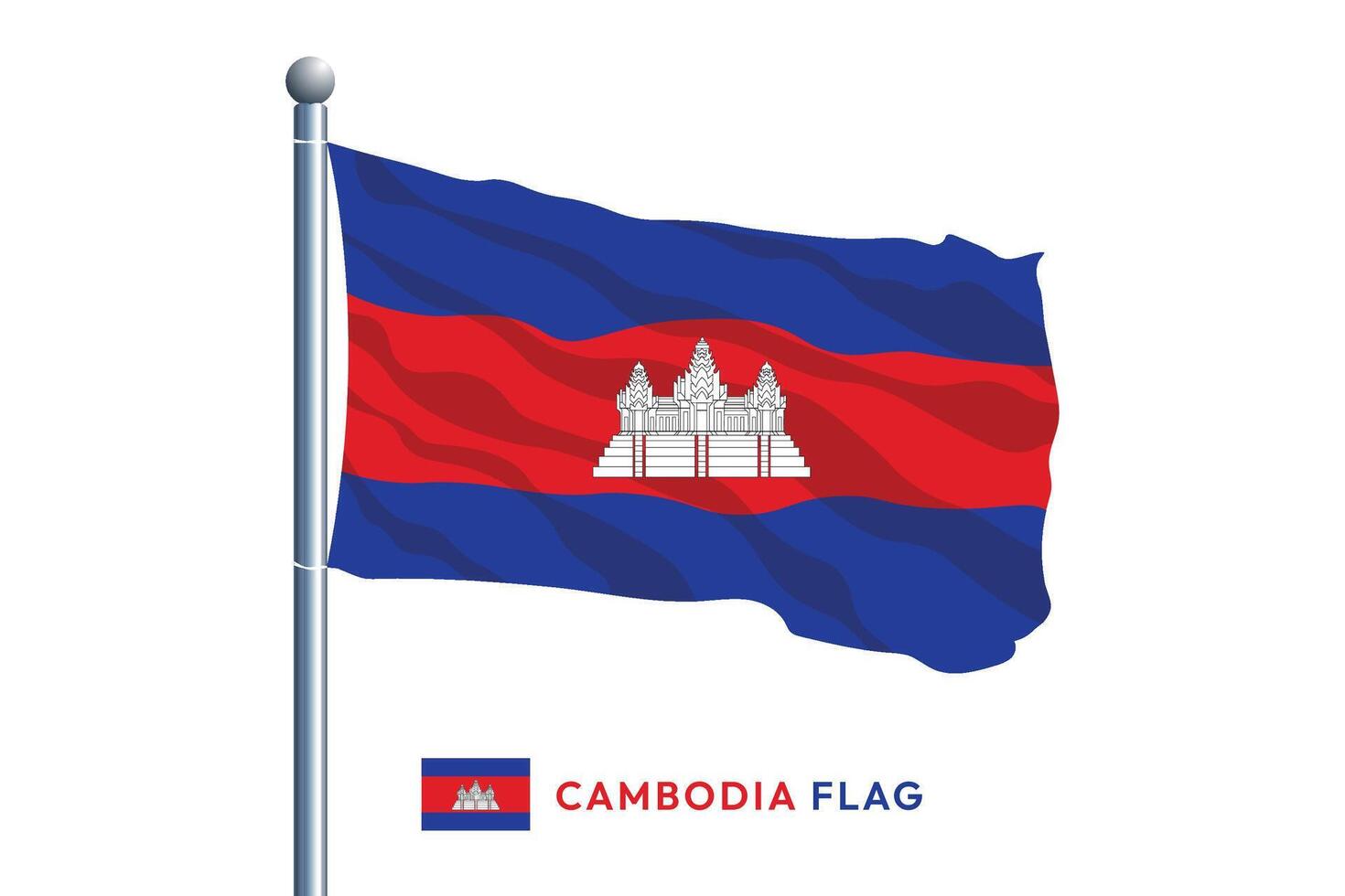 Cambodia Flag Waving on a Pole vector