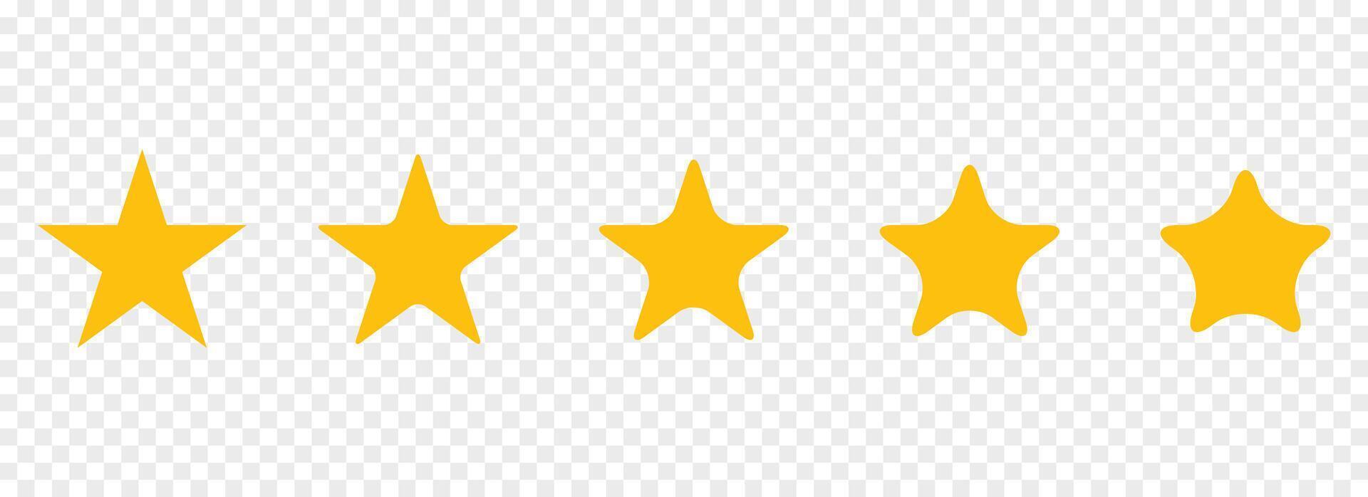 Star shapes symbols in yellow color and different roundness. vector